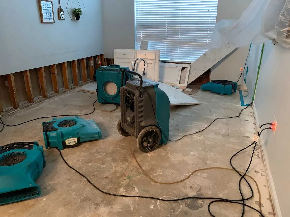 Dehumidifier in flood-cut room for Water Damage Restoration in South Pasadena